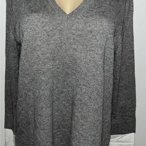 J. Crew V Neck Wool Blend Pullover Sweater With Shirt Sleeves Size M